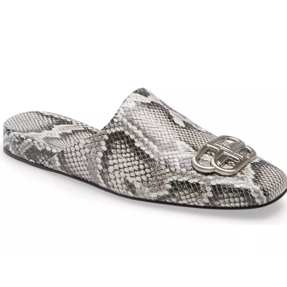 BALENCIAGA COSY BB MULE BLACK & WHITE PHYTON MULE